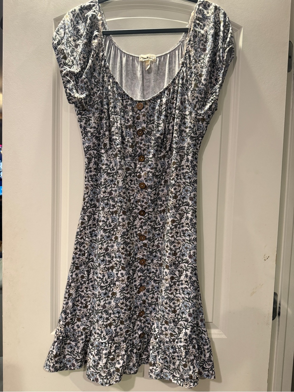 Derek Heart Blue Floral Button-Front Tea Dress - Picture 2 of 4